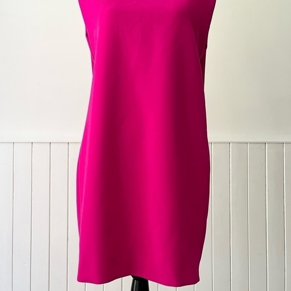 Zara Neon Fuchsia High Collar Shoulder Pads Sleeveless Mini Dress Size S - Picture 4 of 16
